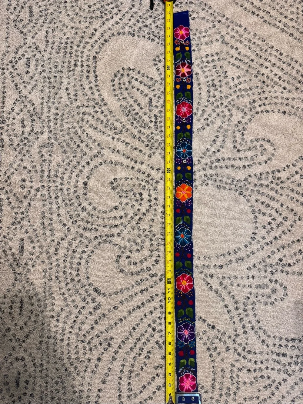 Blue Embroidered floral belt from Mexico. About 43inches. Very pretty.